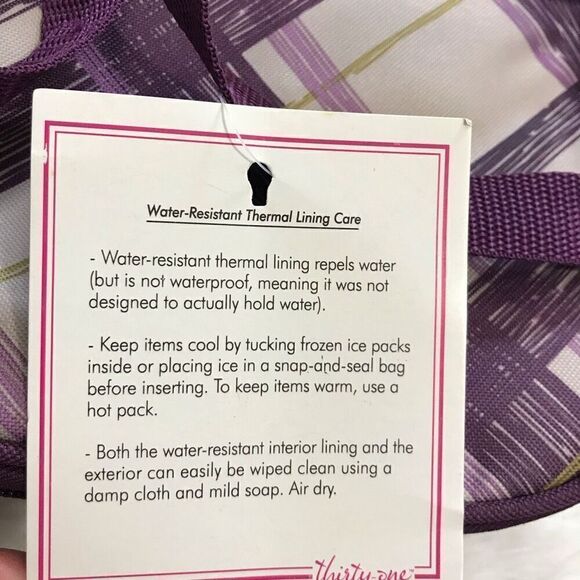 Thirty One 31 Perfect Potluck Plum Plaid Square Thermal Casserole Carrier - Picture 3 of 6